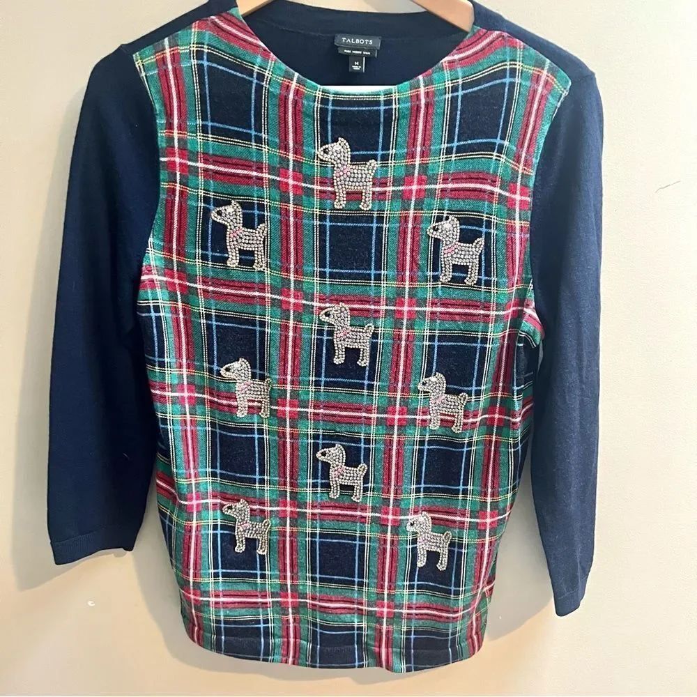 Talbots Marino wool with Dog Pattern Sz M